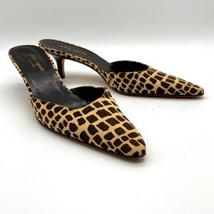kate spade size 7 giraffe kitten heel mule slides